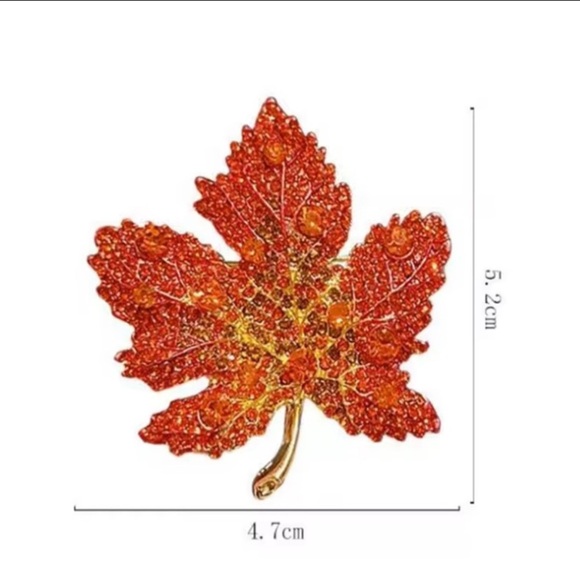 New LOVE fall trend unique Red and Gold Leaf Brooch - Picture 4 of 5